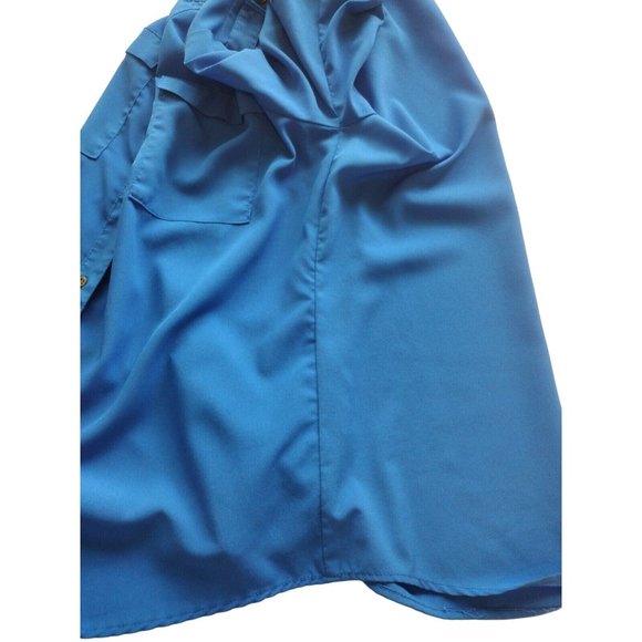 Fylo Top Womens Large Button Up Tab Sleeves Pockets Shoulder Tabs Office - Picture 7 of 16